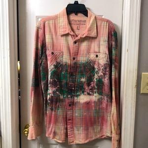 New hand crafted bleach dye flannel size medium from Etsy